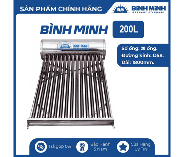 Máy Nước Nóng Năng Lượng Bình Minh PPR 200L