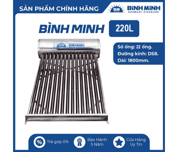 Máy nước nóng năng lượng PPR Bình Minh 220L