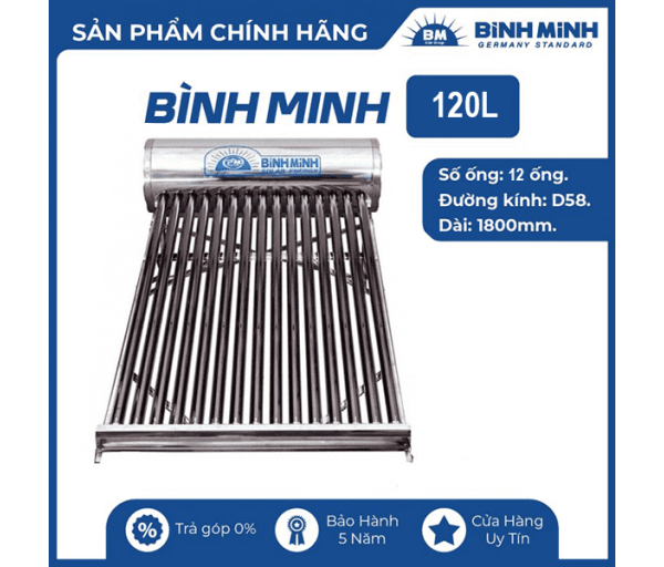 Máy nước nóng năng lượng PPR Bình Minh 120L