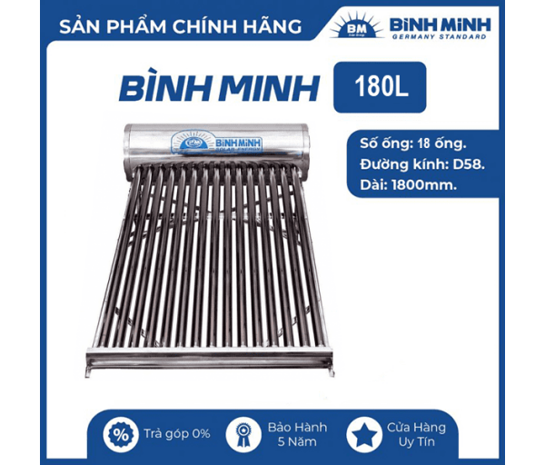 Máy nước nóng năng lượng PPR Bình Minh 180l