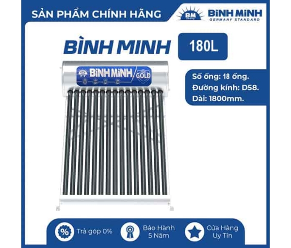 Máy nước nóng năng lượng mặt trời Bình Minh 180L