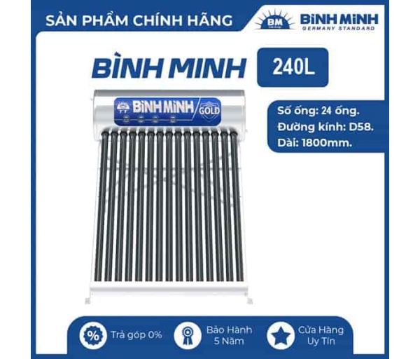 Máy nước nóng năng lượng mặt trời Bình Minh 240L