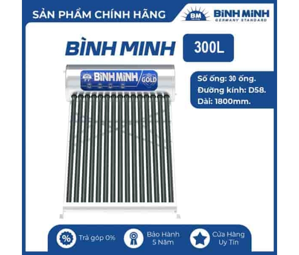 Máy nước nóng năng lượng mặt trời Bình Minh 300L