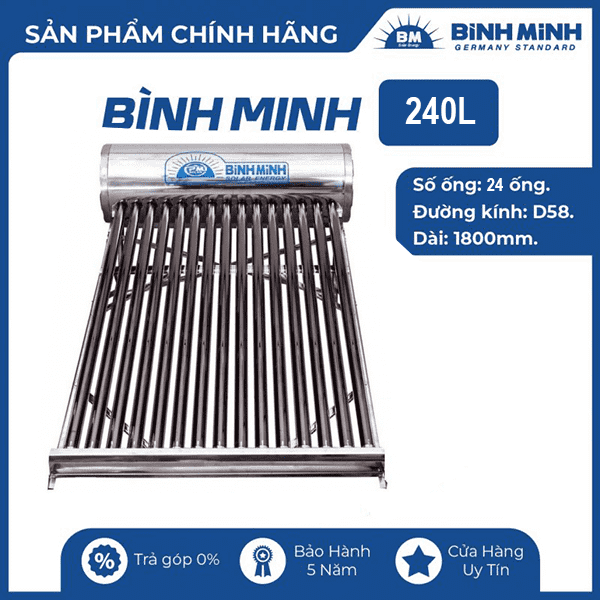 Máy nước nóng năng lượng PPR Bình Minh 240L