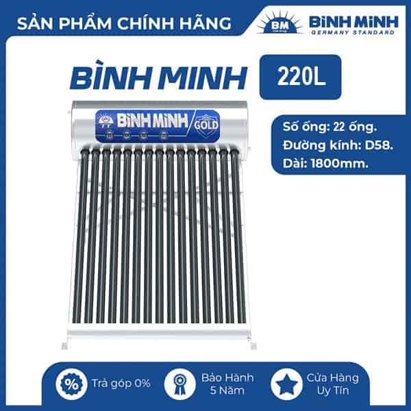 Máy nước nóng năng lượng mặt trời Bình Minh 220L