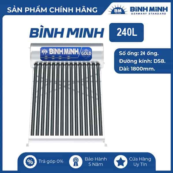 Máy nước nóng năng lượng mặt trời Bình Minh 240L