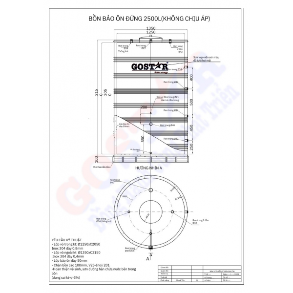 Hệ Thống Nước Nóng Năng Lượng Mặt Trời Công Nghiệp 2500L
