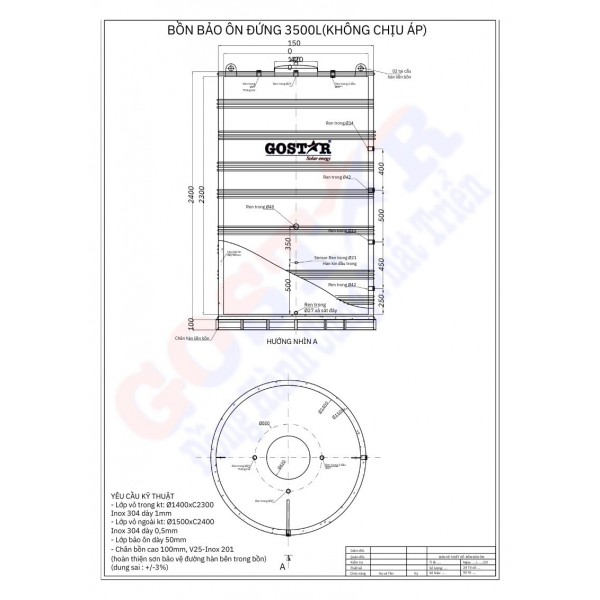 Bồn bảo ôn công nghiệp 3500L đứng 