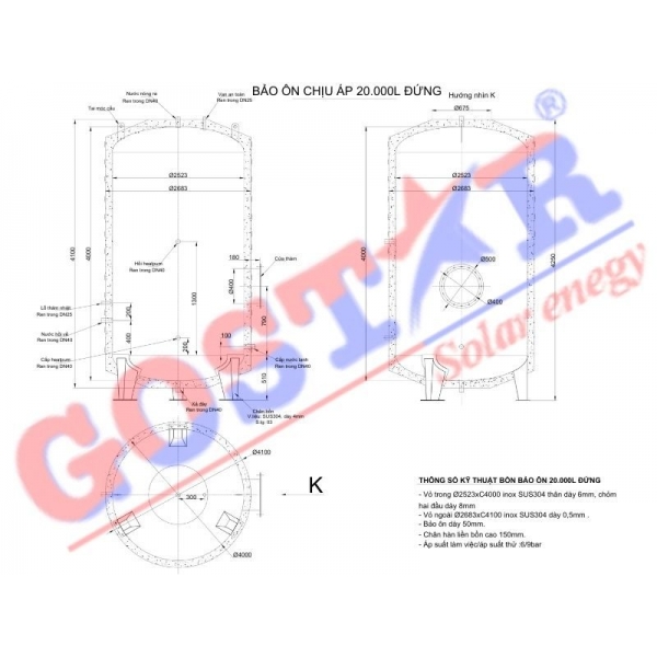Bồn Bảo Ôn Chịu Áp 20.000L Đứng