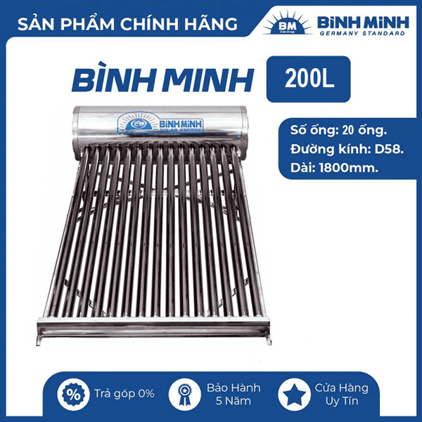 Máy Nước Nóng Năng Lượng Bình Minh PPR 200L