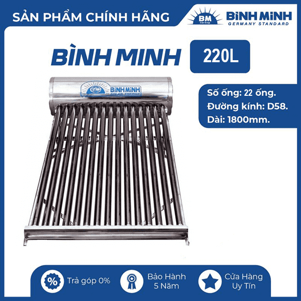 Máy nước nóng năng lượng PPR Bình Minh 220L