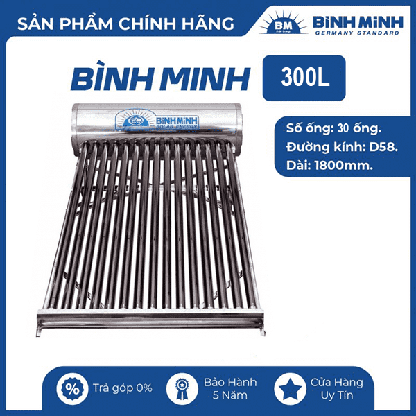 Máy nước nóng năng lượng PPR Bình Minh 300L