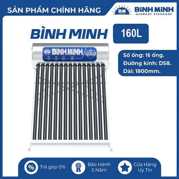 Máy nước nóng năng lượng mặt trời Bình Minh 160L