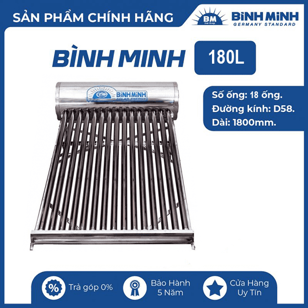 Máy nước nóng năng lượng PPR Bình Minh 180l