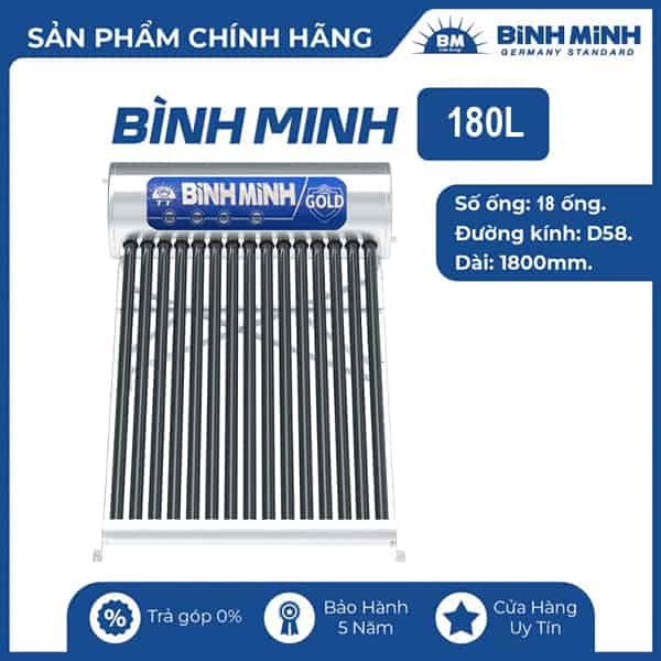 Máy nước nóng năng lượng mặt trời Bình Minh 180L