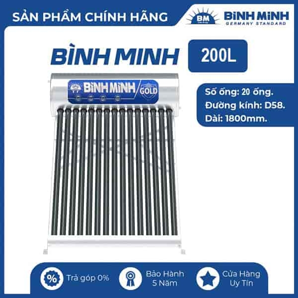 Máy nước nóng năng lượng mặt trời Bình Minh 200L