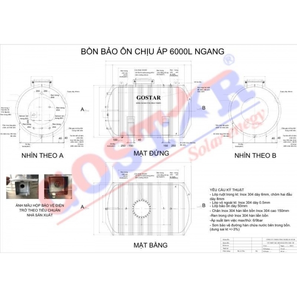 Bồn Bảo Ôn Chịu Áp 6000l Ngang