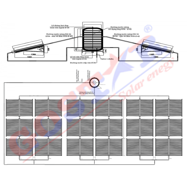 Hệ Thống Nước Nóng Năng Lượng Mặt Trời Công Nghiệp 4500L
